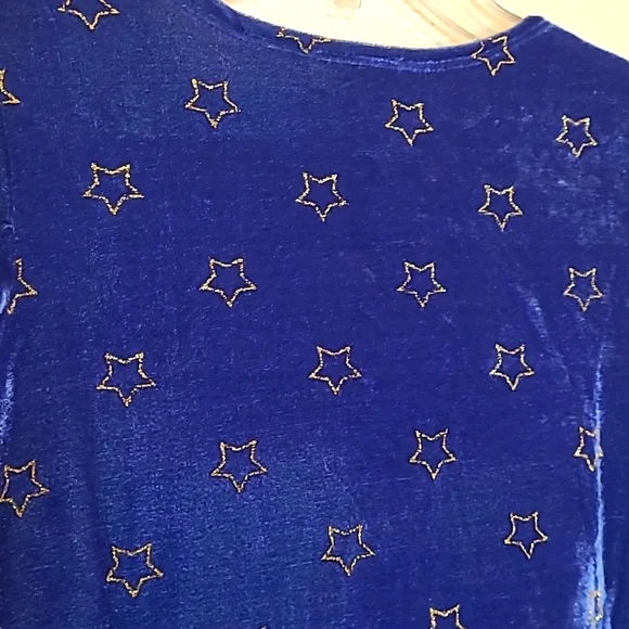 NWT WonderWoman Velour Blue Gold/Red Glitter Embroidered Logo Dress Girl Sz 6/6X - Picture 6 of 12